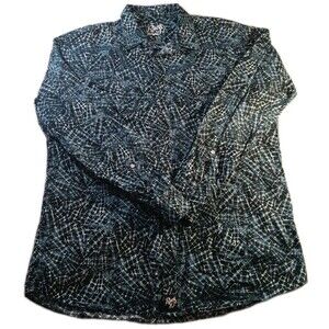 Wrangler Rock 47 Pearl Snap Western Shirt Mens Size XL Blue Cowboy